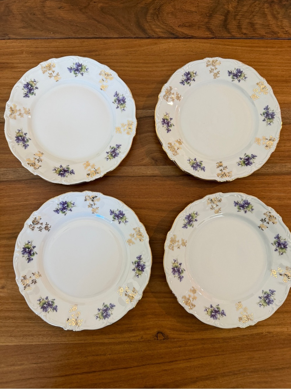 Rare!! Set of 4 Royal Heidelberg Winterling Violets Salad Plates